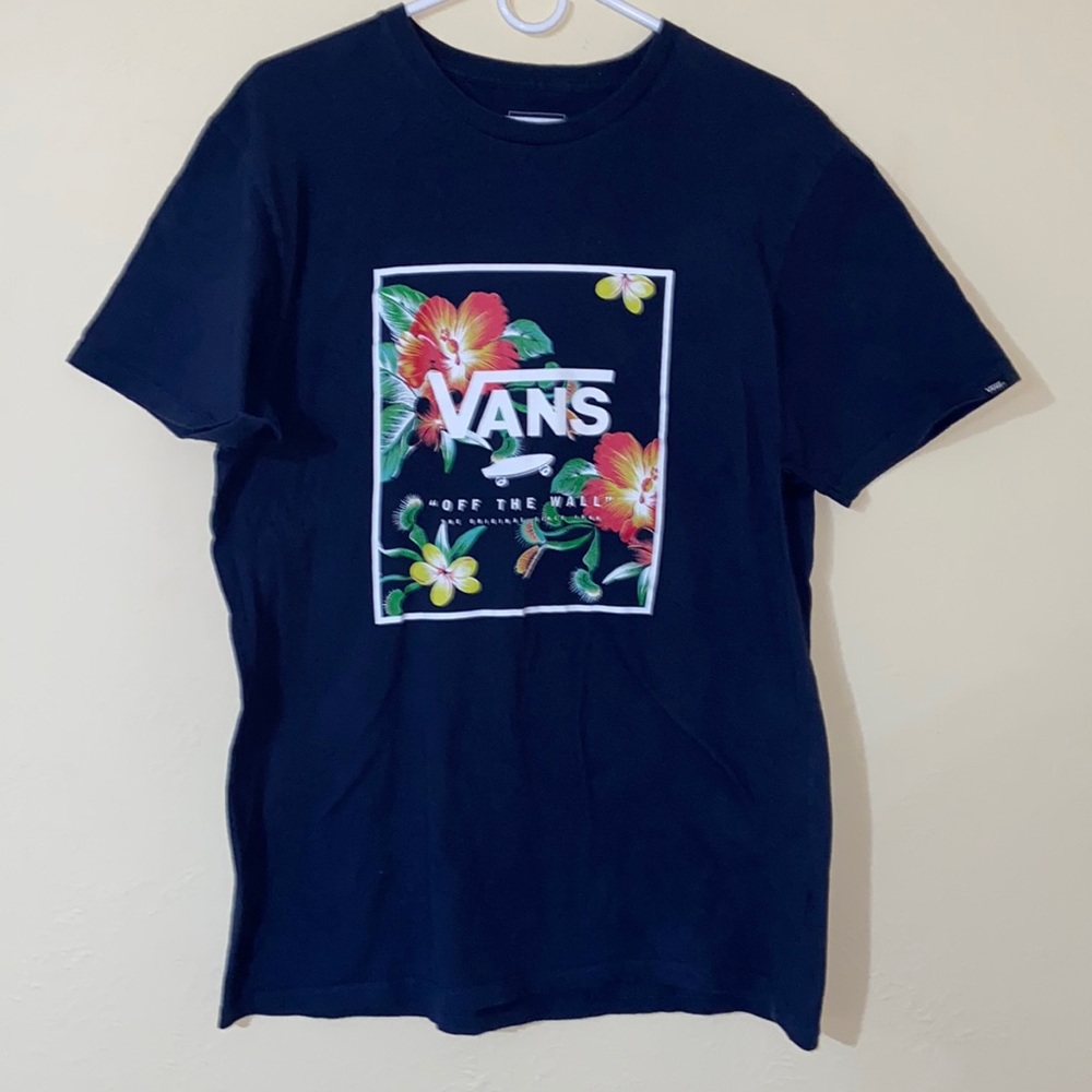 Vans Men's Blue Floral Logo Tee